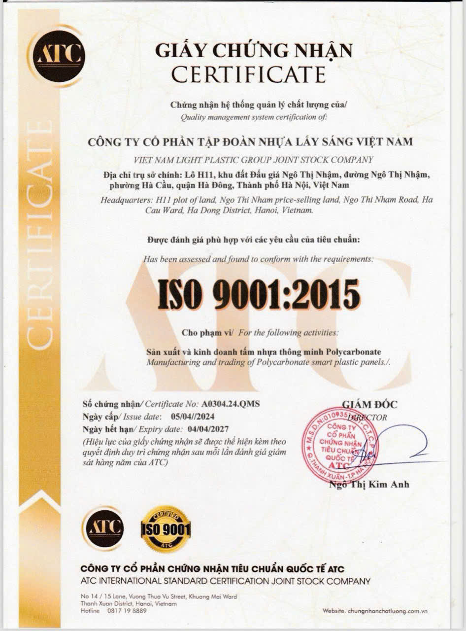 CHỨNG NHẬN ISO 9001:2015