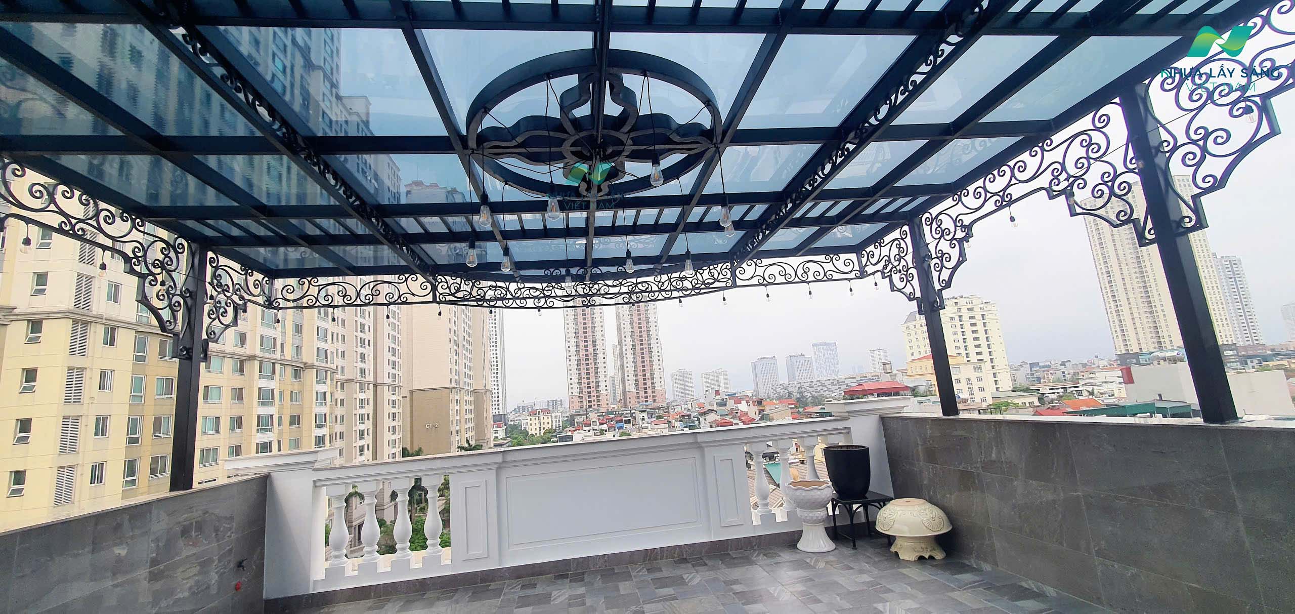 Công trình mái sân thượng ghi xám