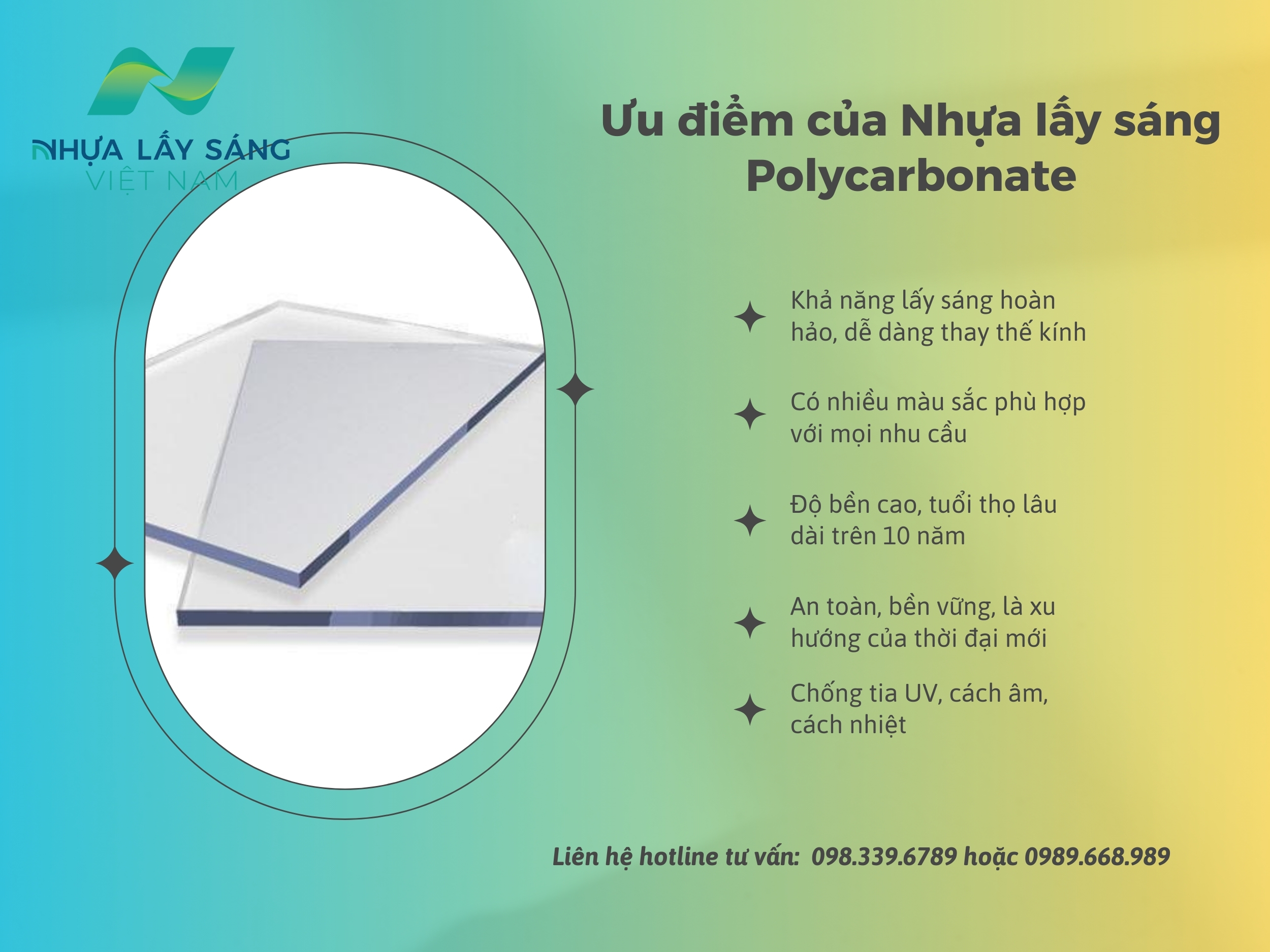 Ưu điểm tấm nhựa lấy sáng polycarbonate