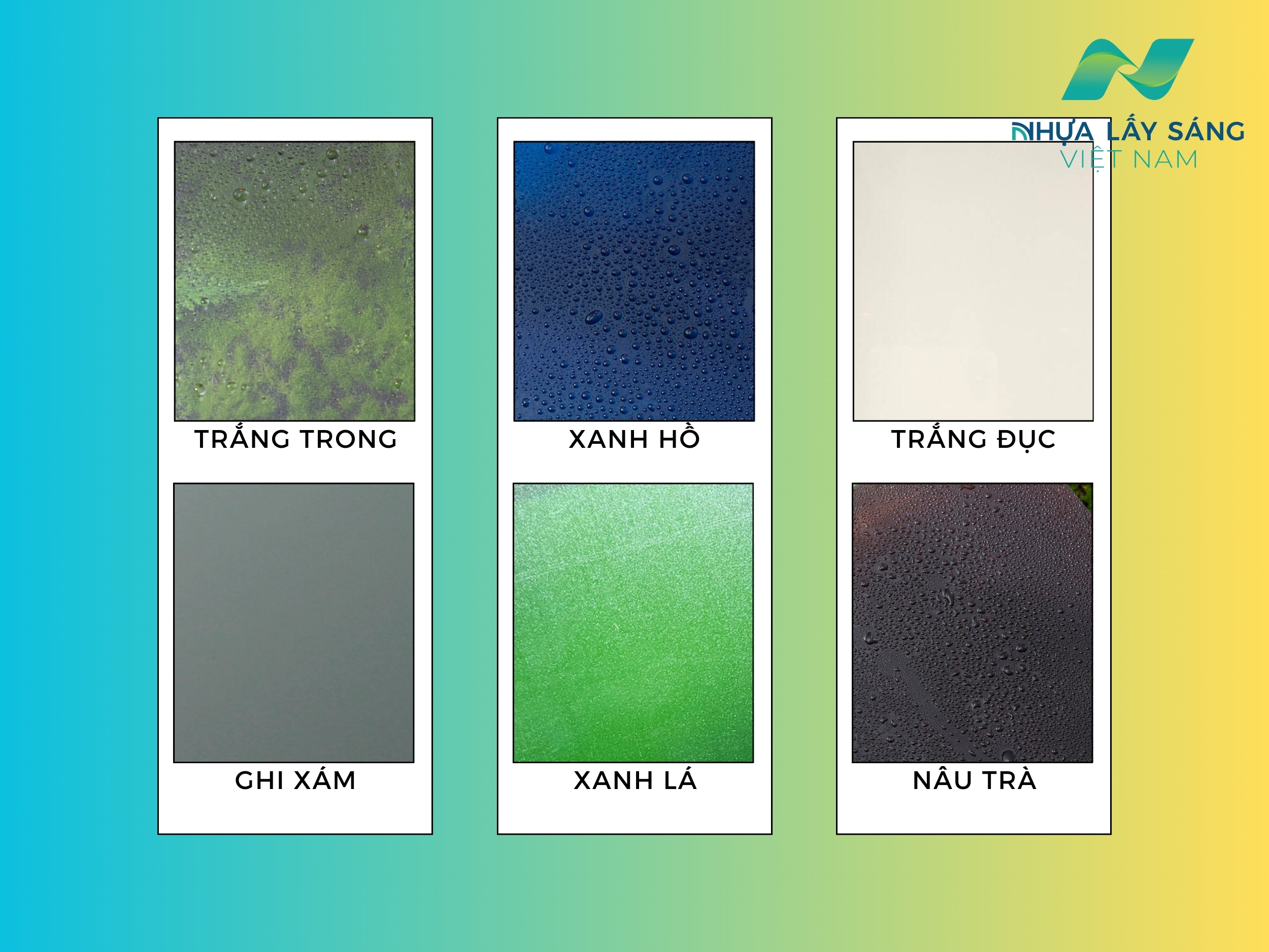 Bảng màu tấm nhựa lấy sáng Polycarbonate