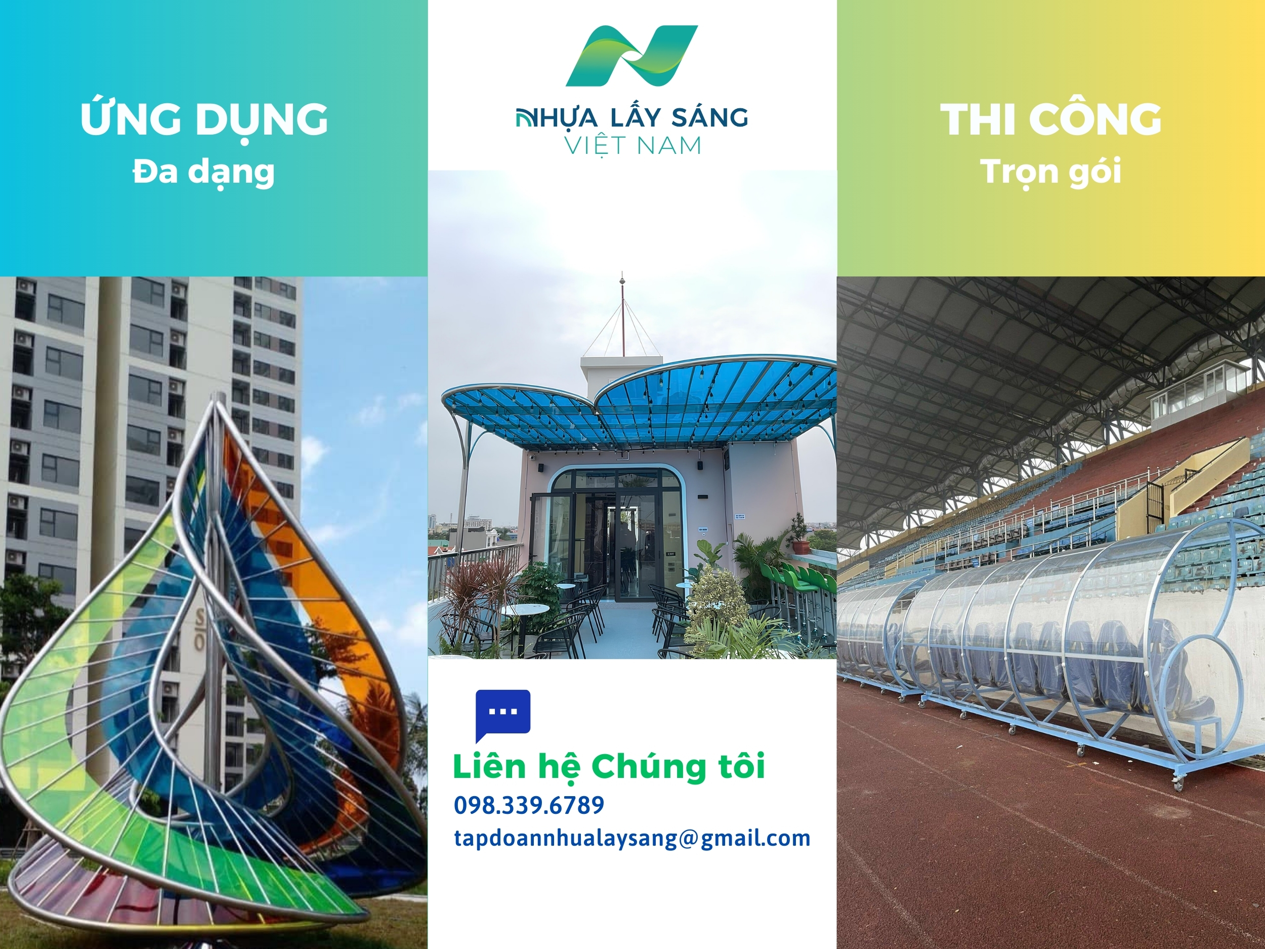 Ứng dụng tấm nhựa lấy sáng polycarbonate đặc