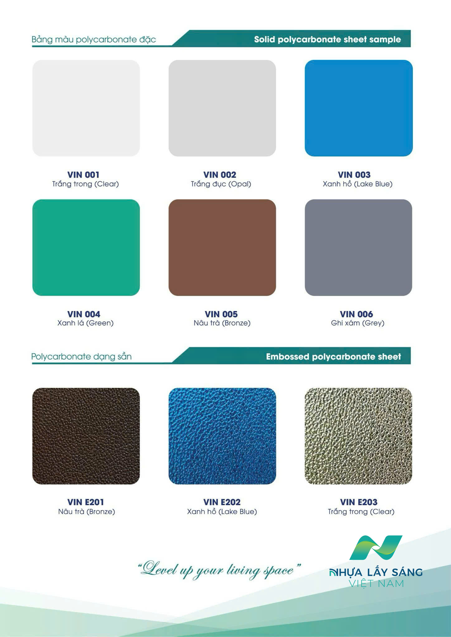 Bảng màu tấm nhựa lấy sáng polycarbonate đặc 8mm cao cấp